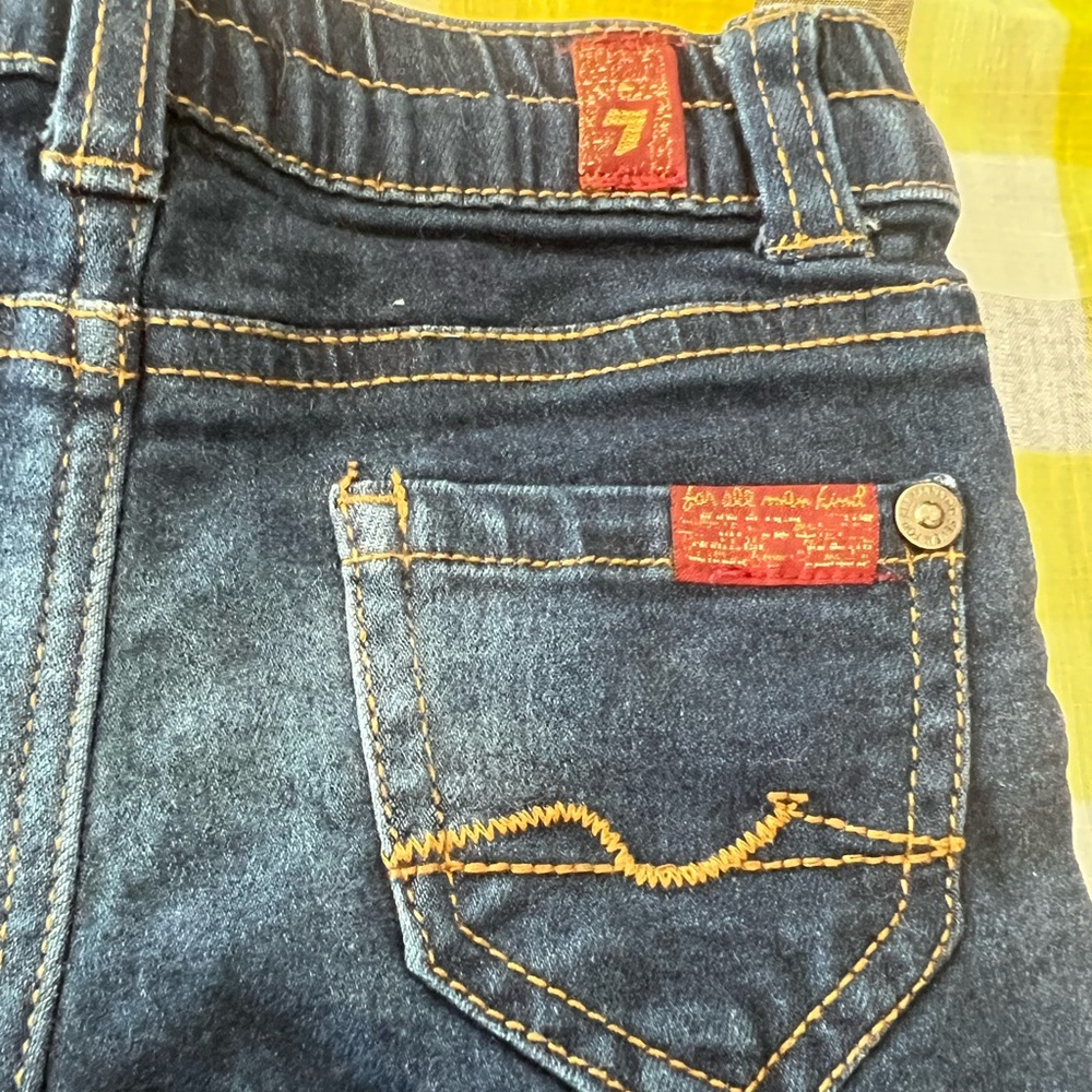 Yellow Plaid Kids Shirt & Jean shorts set by 7 For mankind new with tags - Picture 12 of 13